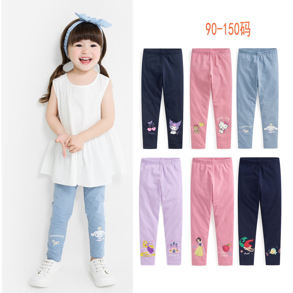 Novo estilo crianças dos desenhos animados impresso tornozelo-leggings puro algodão primavera outono meninas exterior We