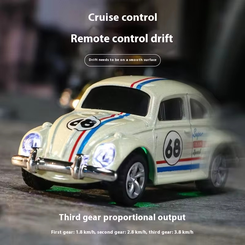 Mini Fusca rc Volkswagen carro carrinho de Controle remoto miniatura Bateria Recarregável com luz led farol colecionável — imagem 2 de 2