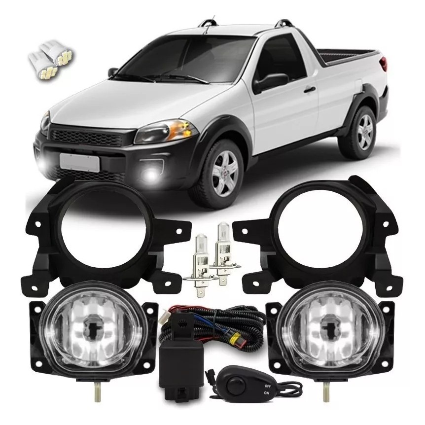 Kit Farol De Milha Neblina Strada 2014 2015 2016 2017 2018 2019 Com Lampadas