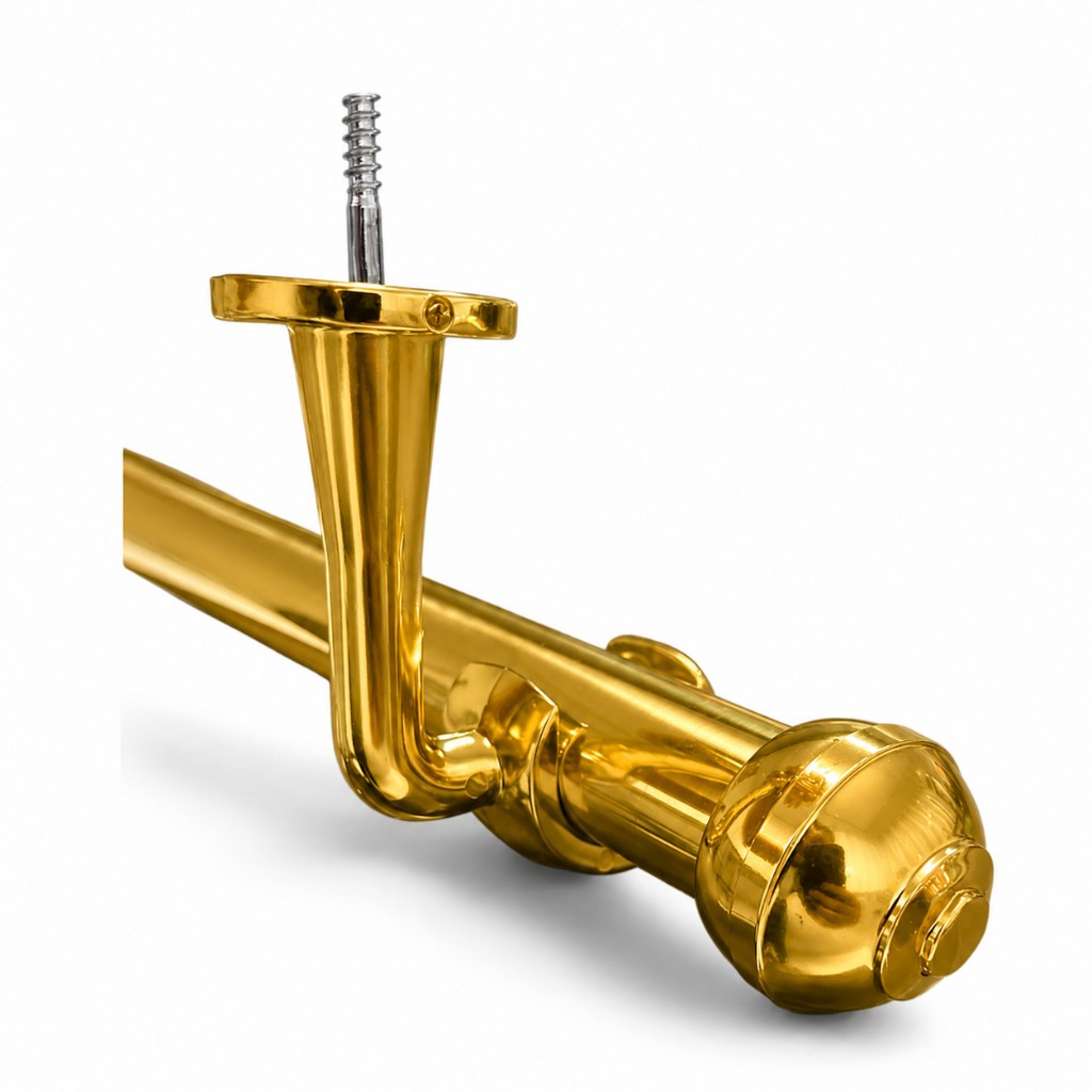 Varão Para Cortinas de Teto Dourado e Cromado 19mm Fino/28mm Grosso–Kit Completo - Forte- Sofisticado e Fácil Instalação