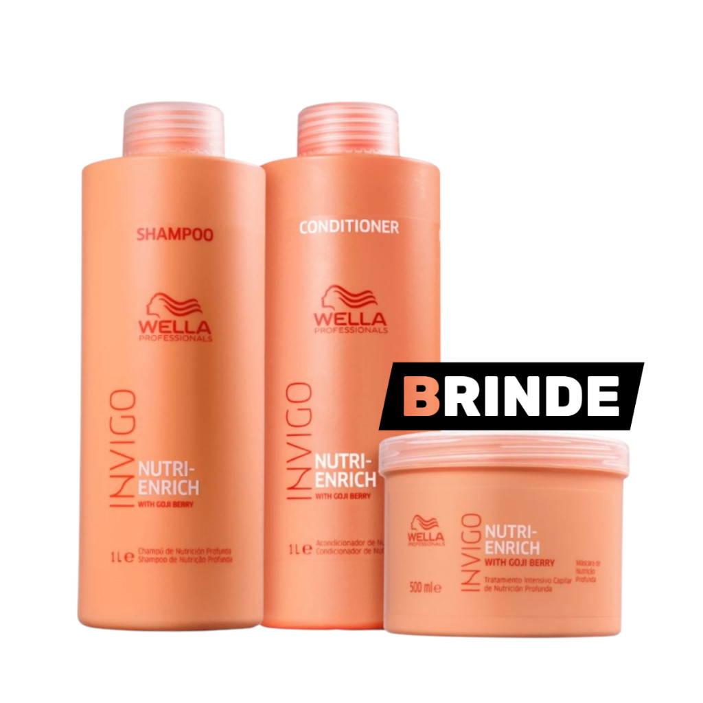 Kit Wella Profissionals Invigo Nutri Enrich Shampoo 1 Litro + Condicionador 1 Litro + Máscara 500 Ml