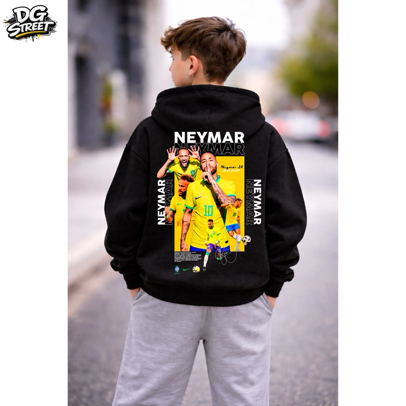 Moletom Infantil Neymar Jr Canguru Com Capuz Blusa de Frio Menino Estampado Ney Inverno Confortável Copa Brasil Molekada