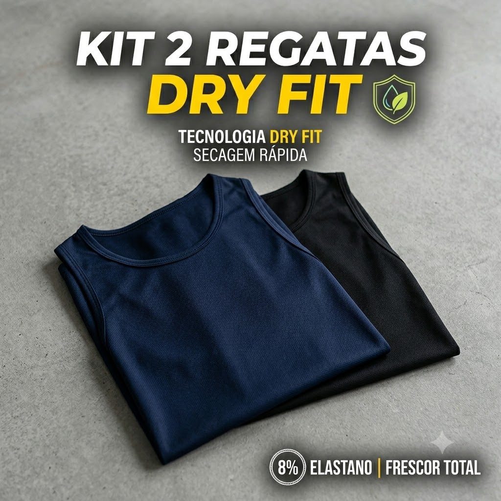 Kit 2 Regatas Esportivas Dry Fit Masculina Camiseta Academia Regata Cavada Flexível Confortável