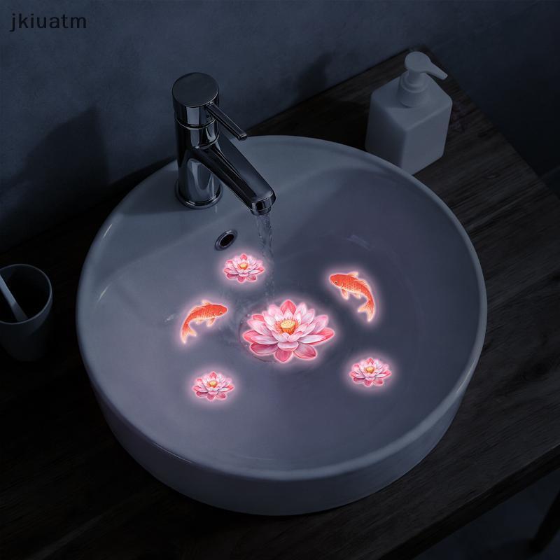 [jkiuatm] Vidro Luminoso 3D Stiers Koi Lavatórios Feng Shui Decalques De Banheiro À Prova D'água Para Interior Design BR