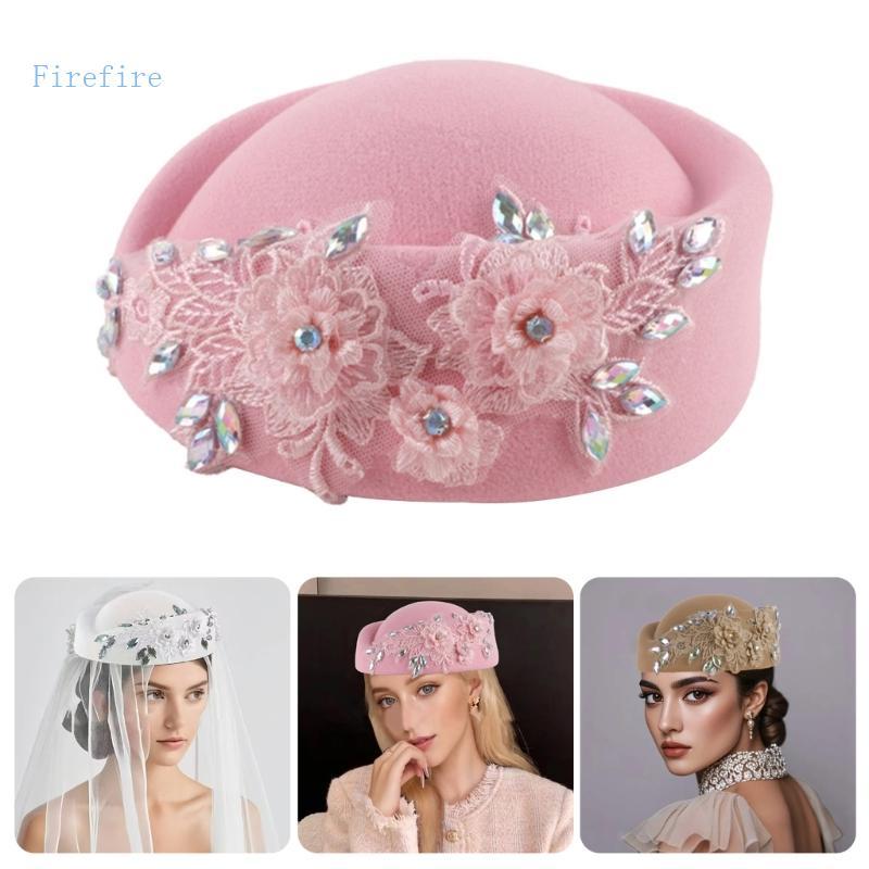 Firefire Teaparty Fascinator Chapéu Feminino Strass Flor Derby Vintage Casamento Igreja Bonés Boina Para Formal O