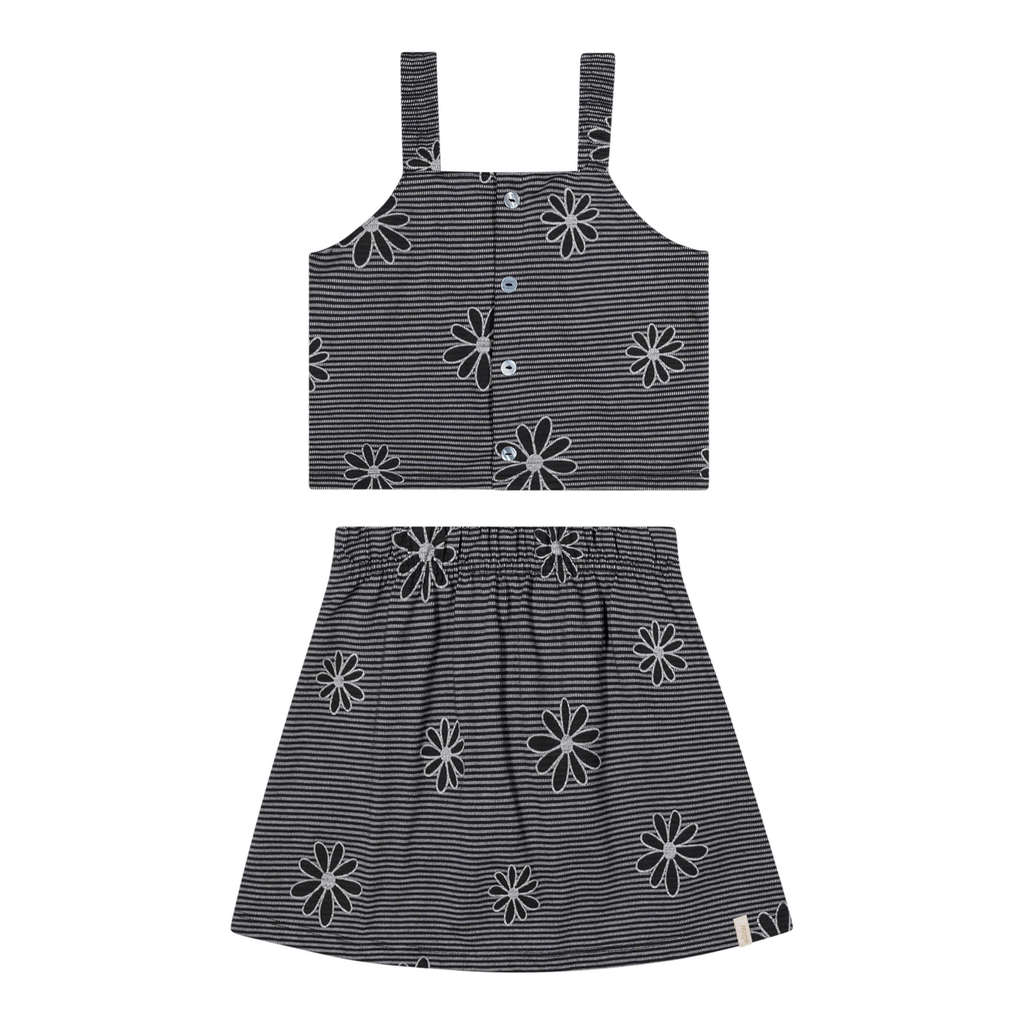 Conjunto Curto Infantil Menina Flor Elian Preto