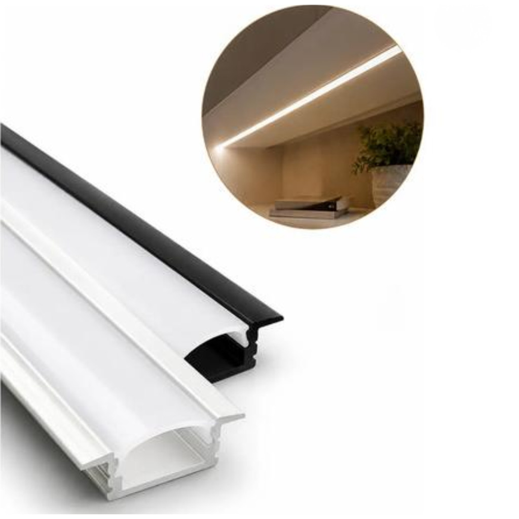 Kit 10 Perfil Alumínio 20x50 Para Fita LED Embutir Gesso Drywall 1 Metro