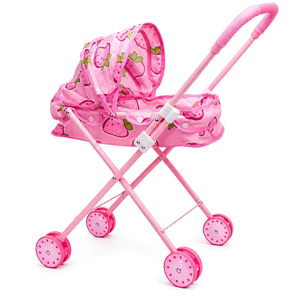 Brinquedo Infantil Carrinho De Bonecas Dobrável Retrátil Deluxe De Moranguinho P/ Crianças - Castela