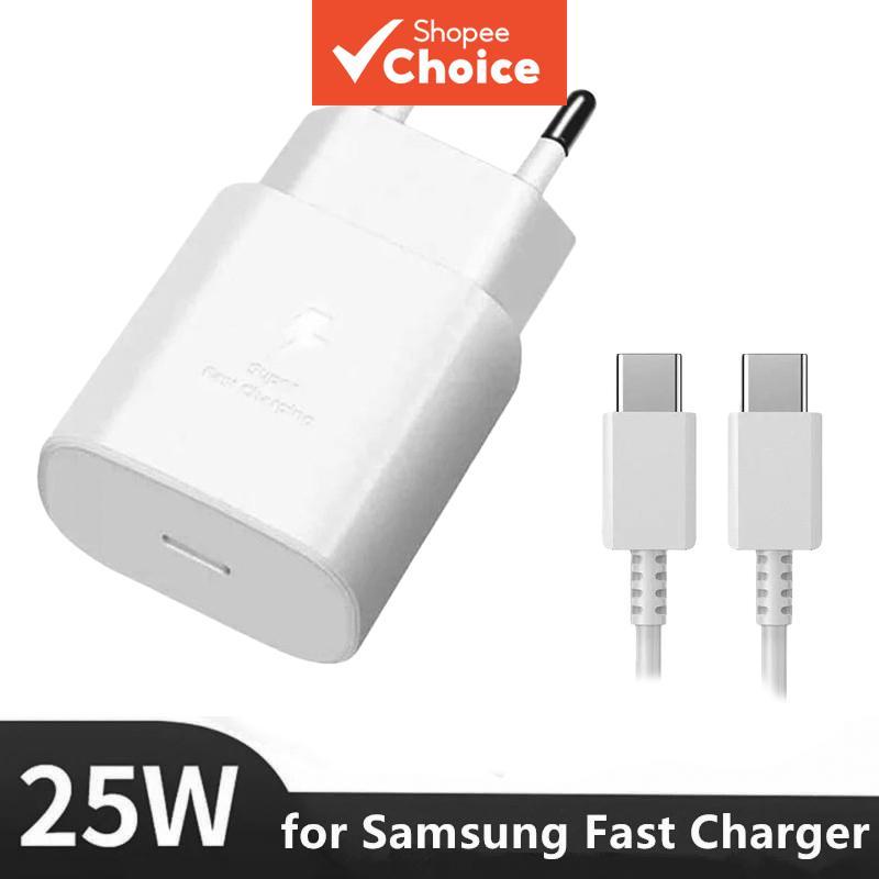 Cabo de Carregamento Tipo-C 1m com Bloco Carregador Rápido PD 25W para Samsung S25 Ultra
