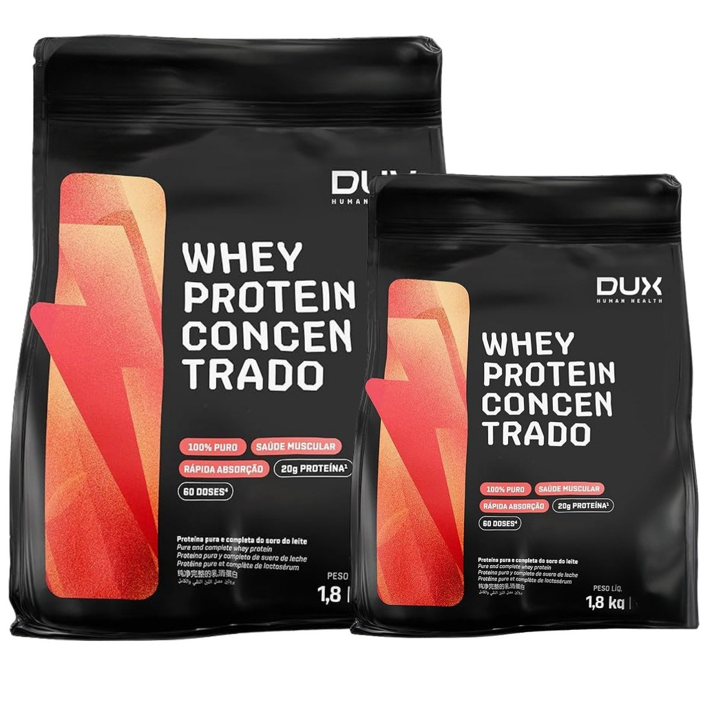 Detalhes do Whey Protein Concentrado Refil 1800g Sabor Butter Cookies Dux Human Health