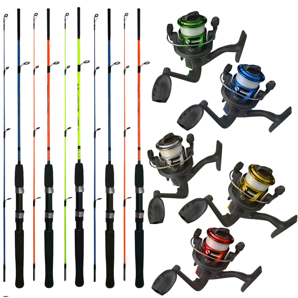 Kit Pesca 5 Varas 1,20m 6kg com 5 molinete e linha em Oferta na Shopee