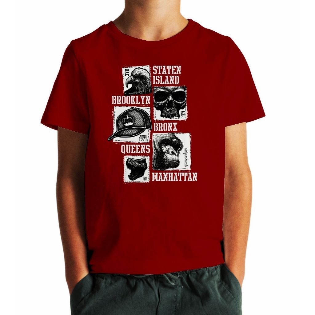 Camiseta Infantil NYC Neighbourhood - Malha 100% algodão Cotton Peruana