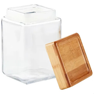 Pote Vidro Resistente Tampa Bambu Elegante 1250ml Hermético em Oferta na Shopee