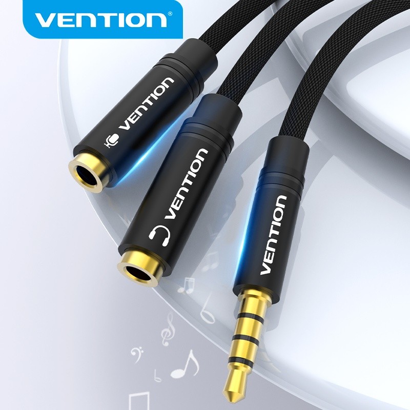 Vention Divisor De Áudio AUX Cable Jack Macho Para Fêmea Mic Y Splitter Cabo Adaptador Fone De Ouvido (3.5 Mm) em Oferta na Shopee