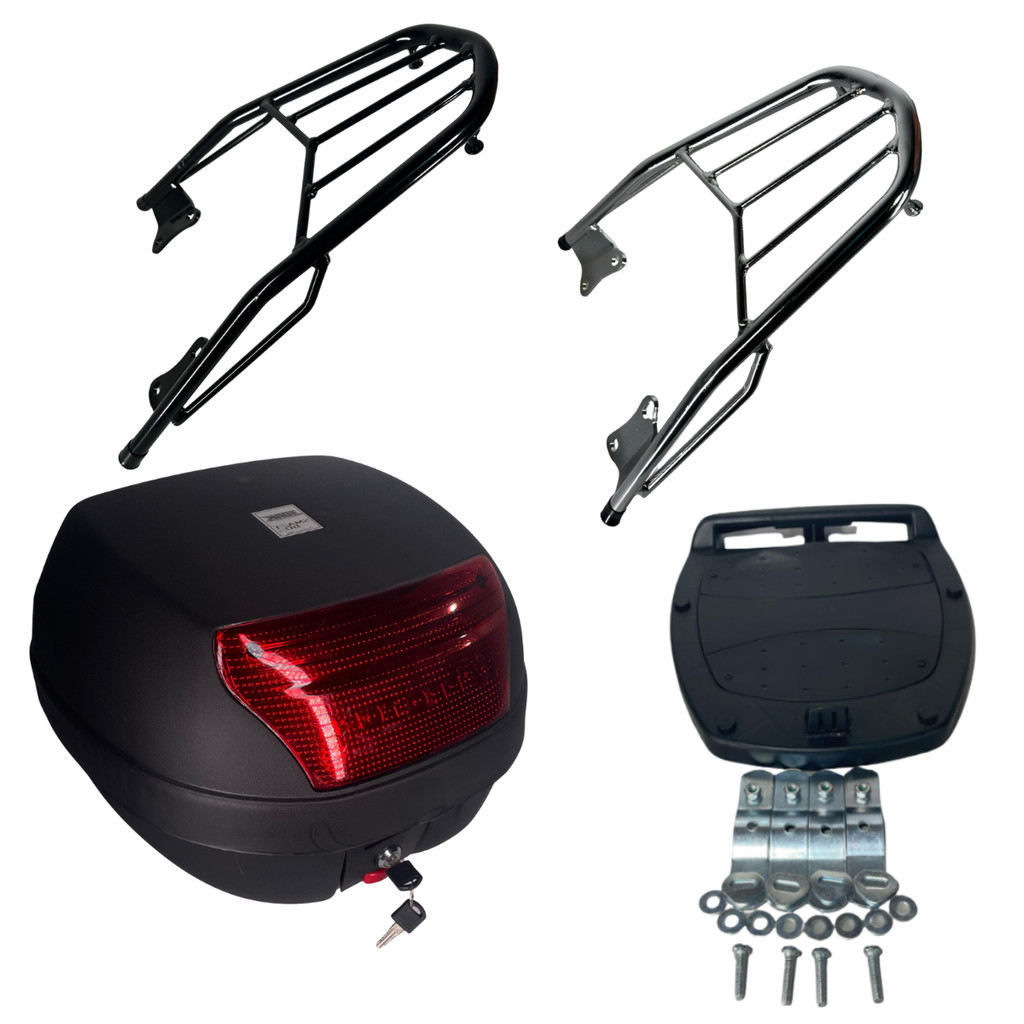 Bagageiro Cb 300 todos os anos + Baú Bauleto 28 Litros Preto Cromado