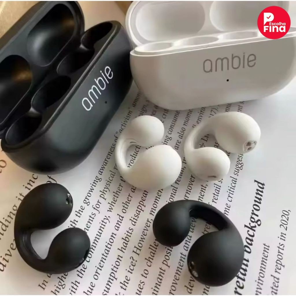 Ambie Sound Fone De Ouvido Sem Fio Earcuffs Bluetooth 5.2 IPX5 Fone Esporte À Prova D'água Com Microfone