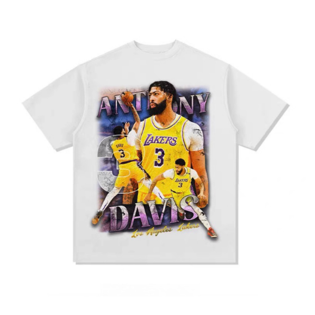 Camiseta Estampada Solta De Algodão Com A Estrela Do Basquete Davis, Camiseta Casual Versátil Unissex
