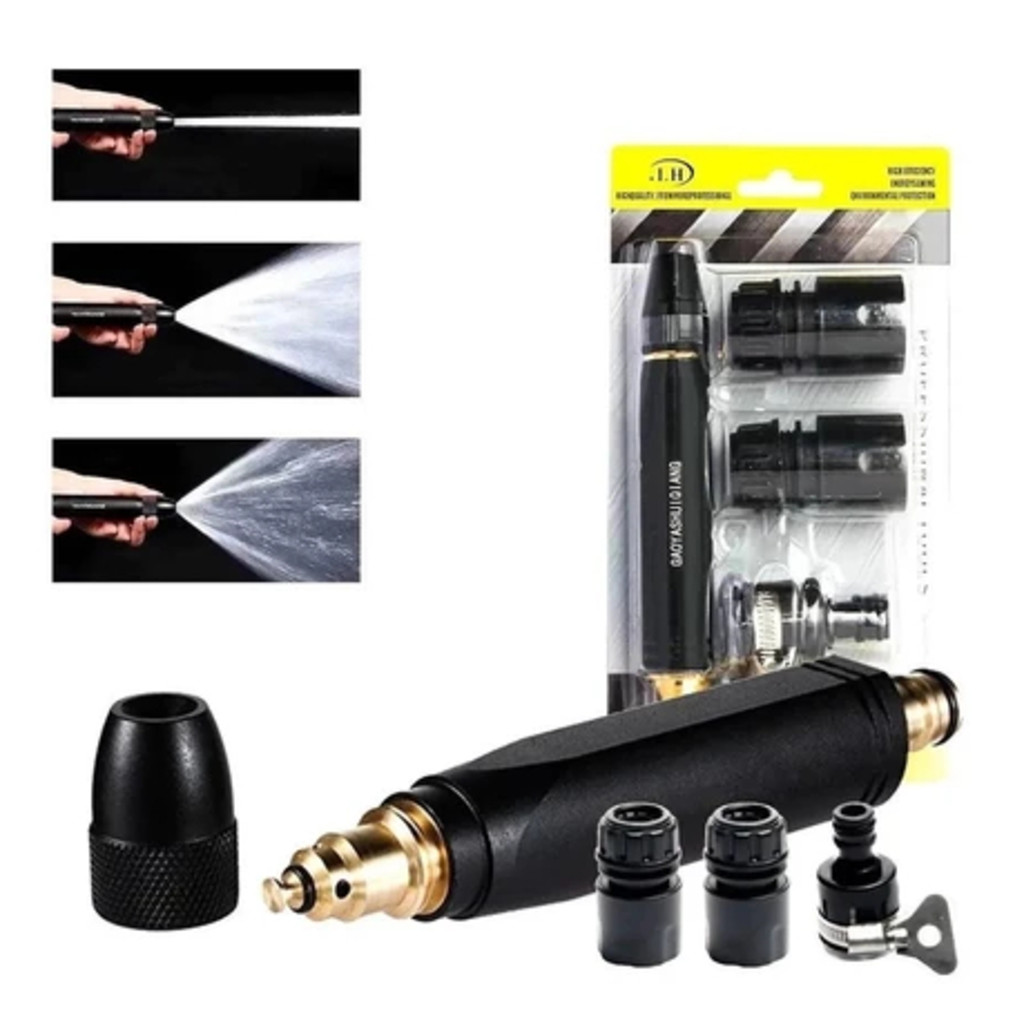 Esguicho Bocal De Mangueira Regar Jardim Pistola Spray Água Alta Pressão Bico Limpeza Quintal-BYB