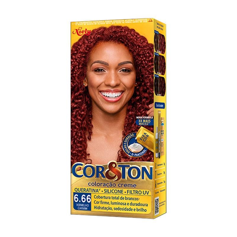 Coloração Creme Cor&Ton Louro Escuro Vermelho 6.66 em Oferta na Shopee