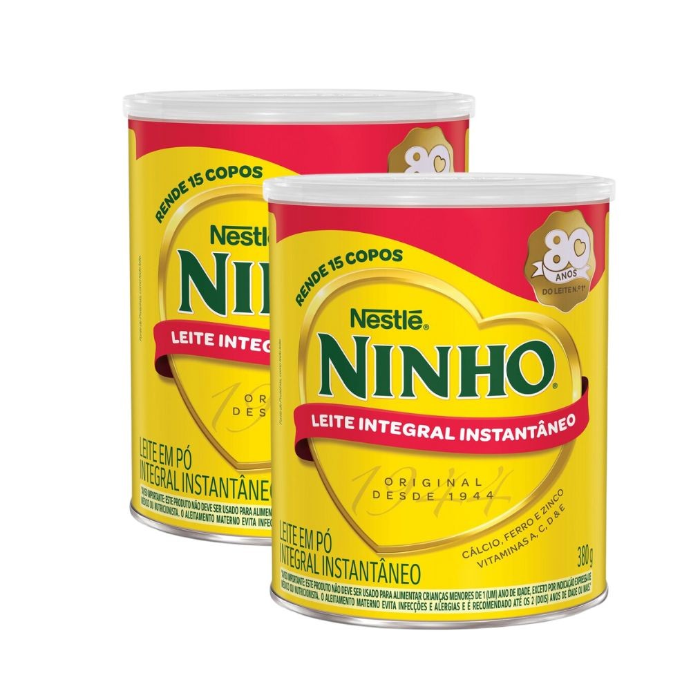 Kit 2 Leite em Pó Ninho Integral Instantâneo Lata 380g em Oferta na Shopee