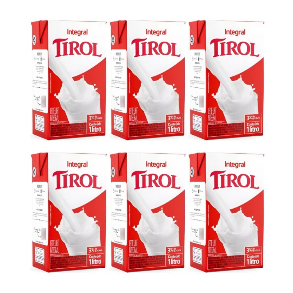 Kit C/6 Leite Longa Vida Integral 1 Litro Tirol