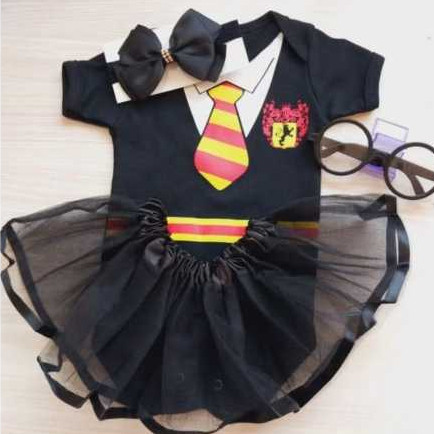 Body Bebê Look Mágico Fantasia Harry Potter HP – Mesversário Temático  Menina Infantil body + saia + laço + óculos kit