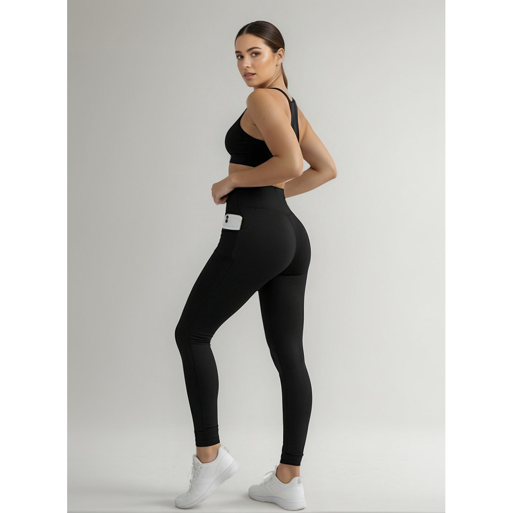 Calça Legging Feminina Com Bolso Fitness Academia Esportiva em Oferta na Shopee