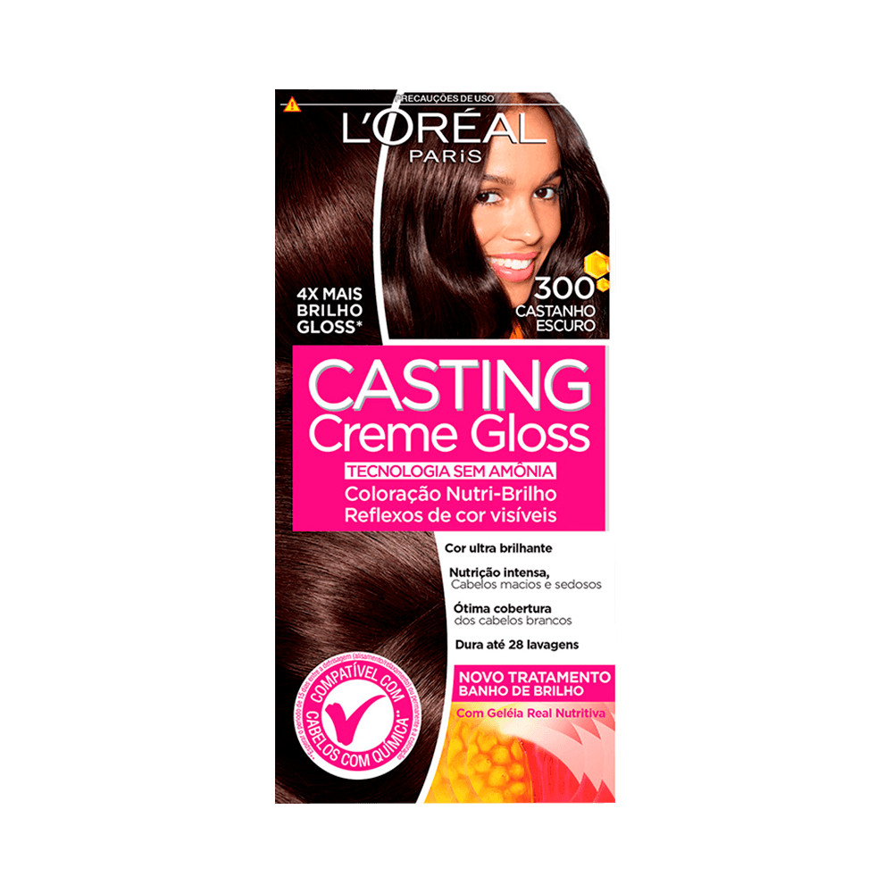 Coloração Casting Creme Gloss Castanho Escuro 300 em Oferta na Shopee