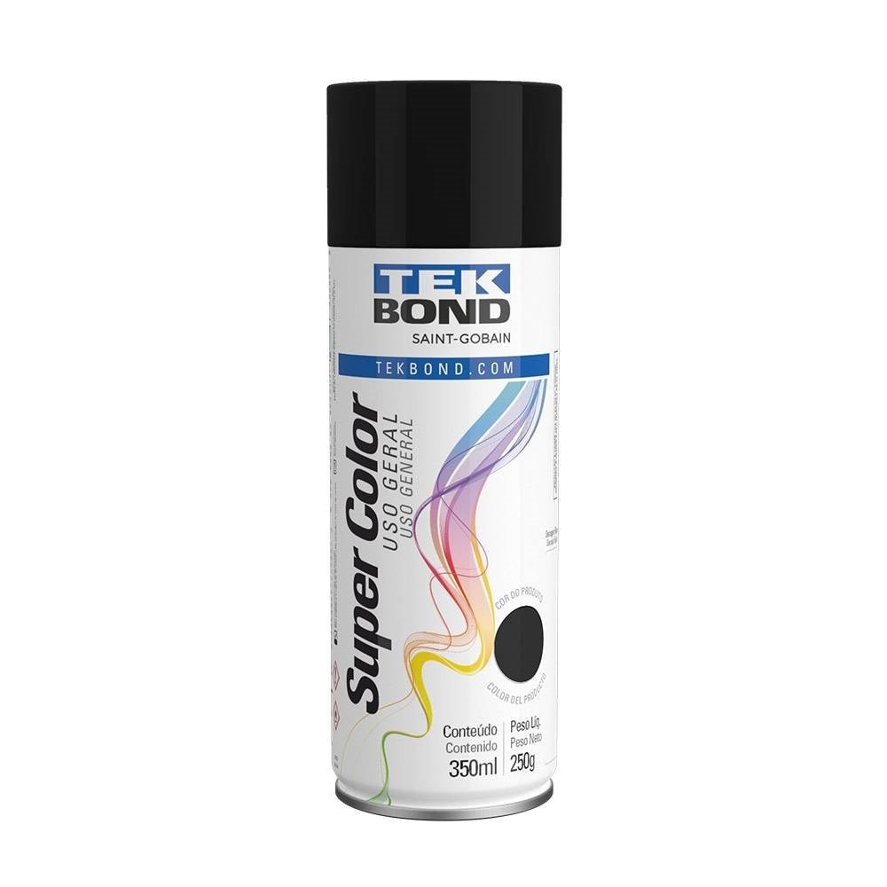 Tinta Spray Tekbond Uso Geral Preto Brilhante 350ml em Oferta na Shopee