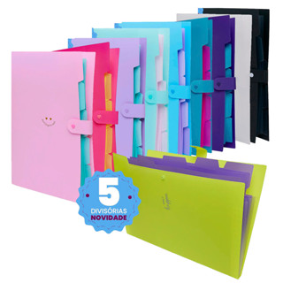 Pasta Sanfonada Organizadora 5 Divisórias Semanal Polibras em Oferta na Shopee