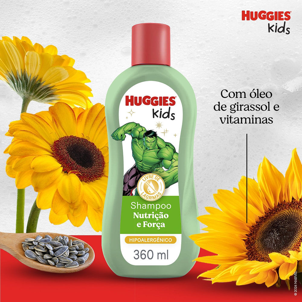 Detalhes do Shampoo Huggies Kids Nutrição e Força 360ml