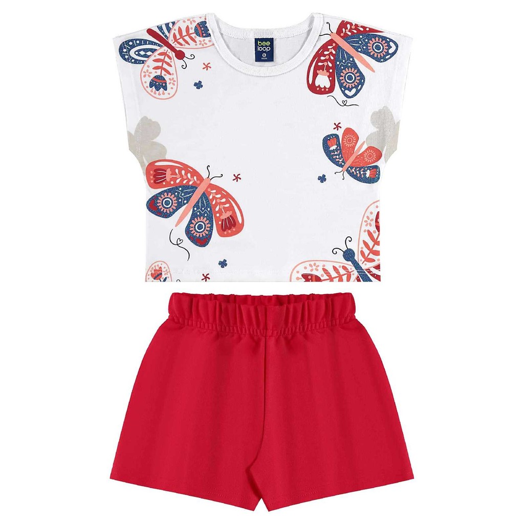 Conjunto Blusa Borboleta e Short Bee Loop em Oferta na Shopee