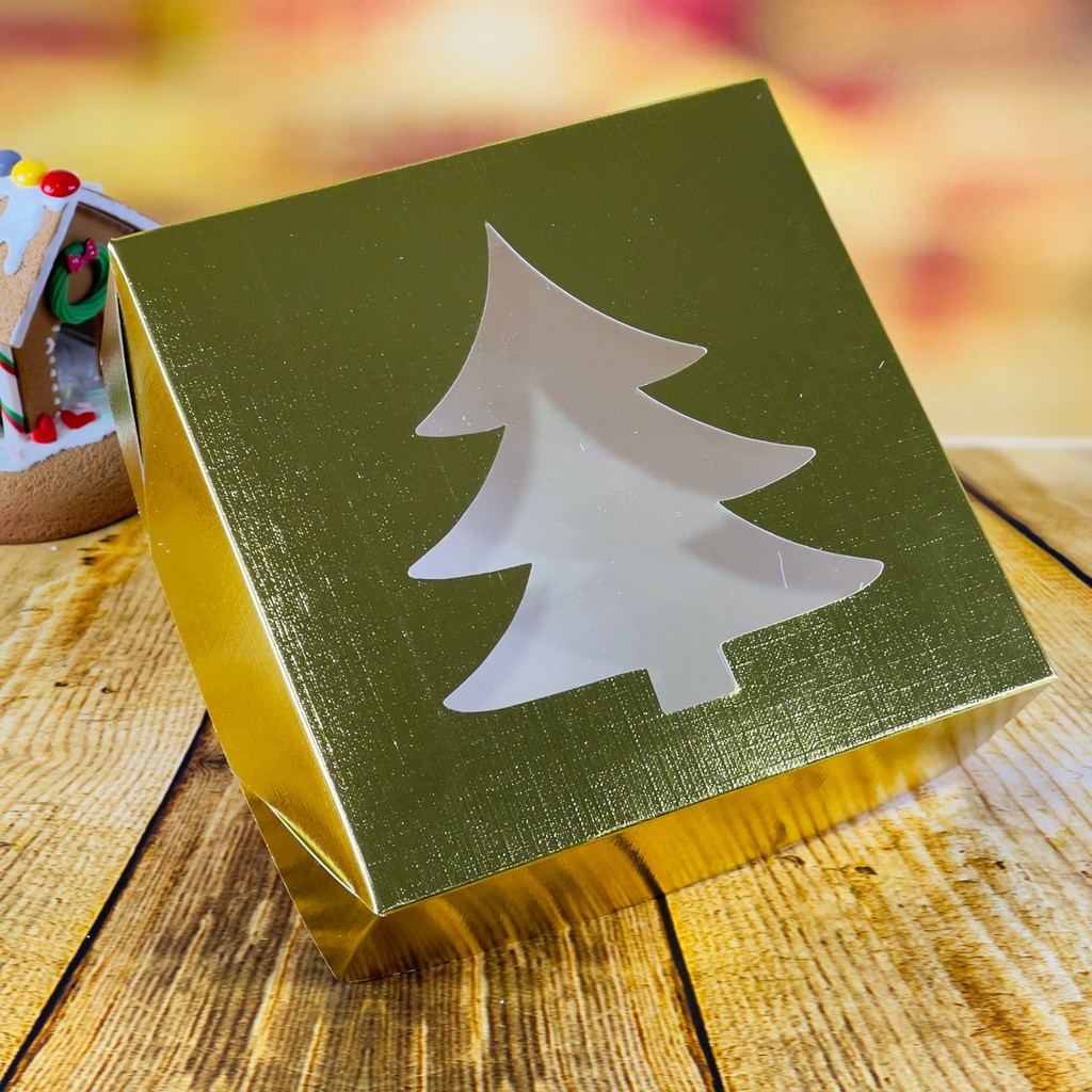 20 CAIXA C/ VISOR 15X15X5 ARVORE LAMINADA OURO - NATAL LUZ 5669 (NATAL 2025 IDEIA) (CHOCO)