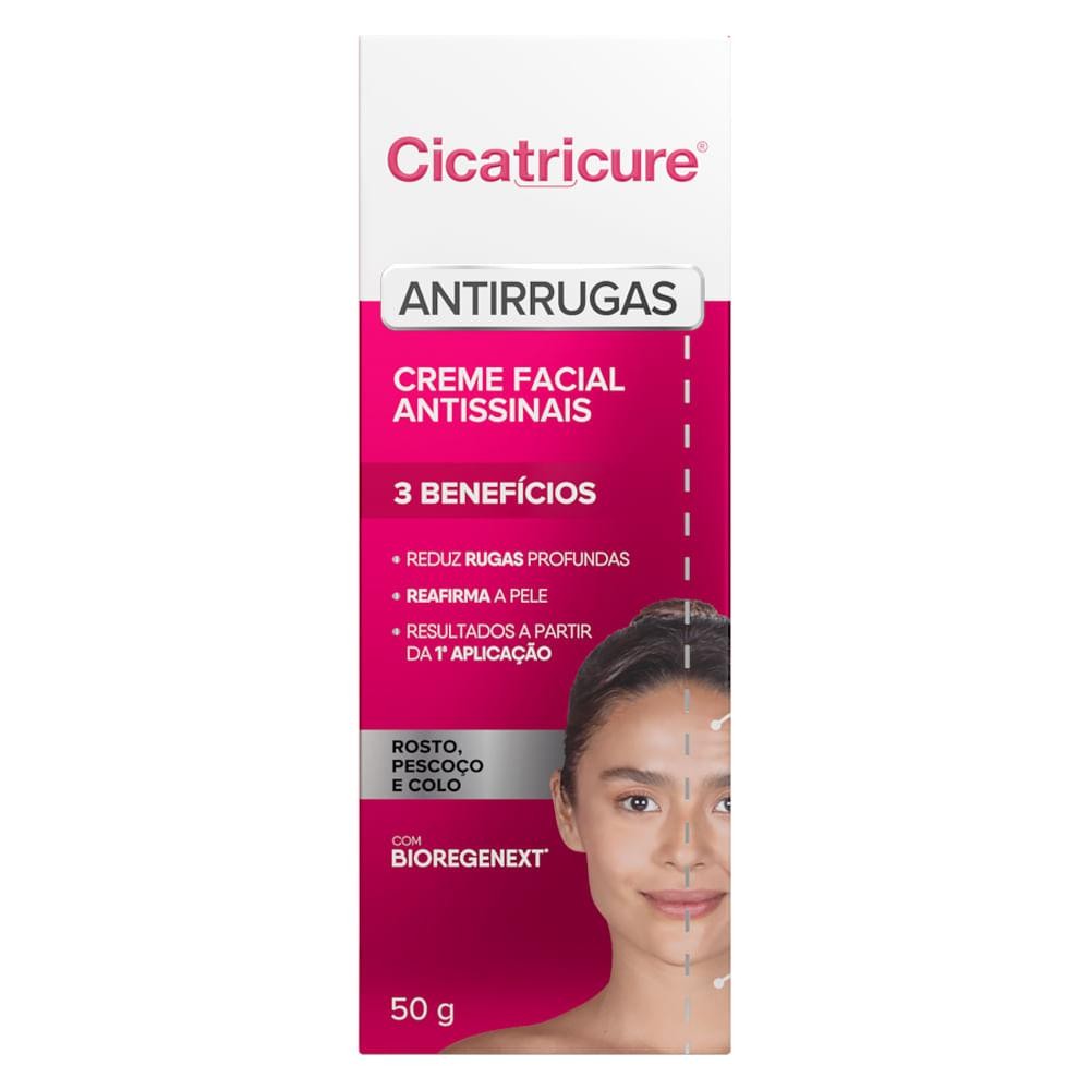 CREME FACIAL ANTIRRUGAS E ANTISSINAIS CICATRICURE 50G