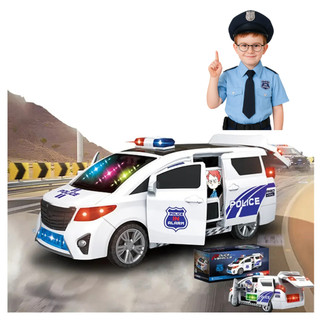 carro de policia brinquedo Portas que Abrem e Giro 360° Automático