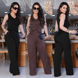 Conjunto Feminino Alfaiataria Premium Calça Pantalona Colete Elegante para Trabalho e Eventos em Oferta na Shopee