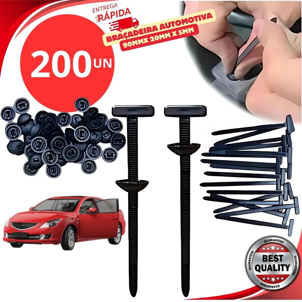 Kit 200/10/50 Abraçadeira de Nylon Plástica Automática Universal Fixador Multiuso Fivela Carro Moto Casa