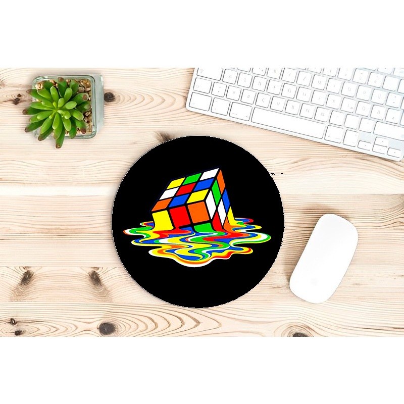 Mouse Pad Redondo Neoprene 19x19 Cubo Magico Sheldon Série The Big Bang Theory Geek Nerd Gamer