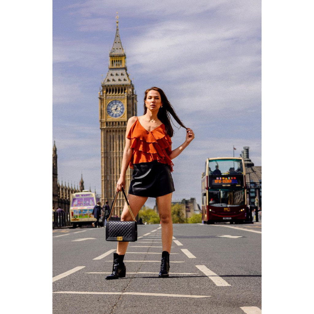 Shorts saia em couro ecológico feminino Luna