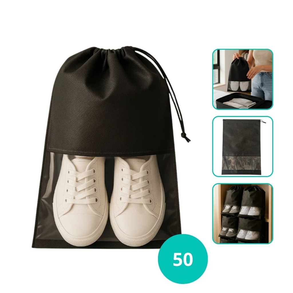 Kit 50 Sacos Tnt Calçados Sapato Chinelo 28x40 Cm Com Visor Organizar Armário Mala Viagem em Oferta na Shopee