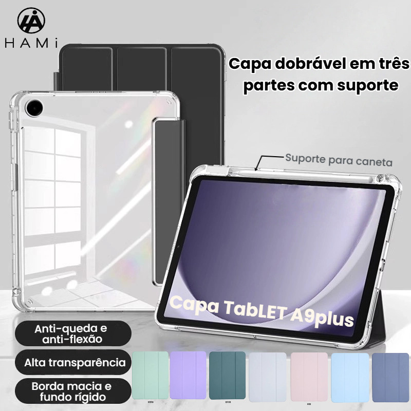capa transparente Compatível com tablet A9plus ,suporte para caneta e função de descanso automático