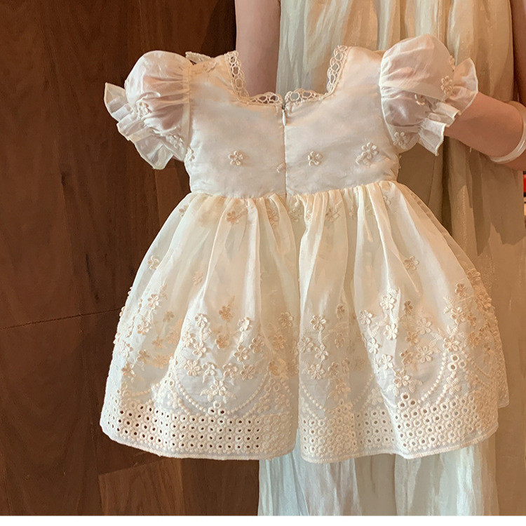 Vestido de Princesa Francesa para Meninas, Vestido de Verão para Bebês de Um Ano, Vestido de Manga Curta 0-6 Anos