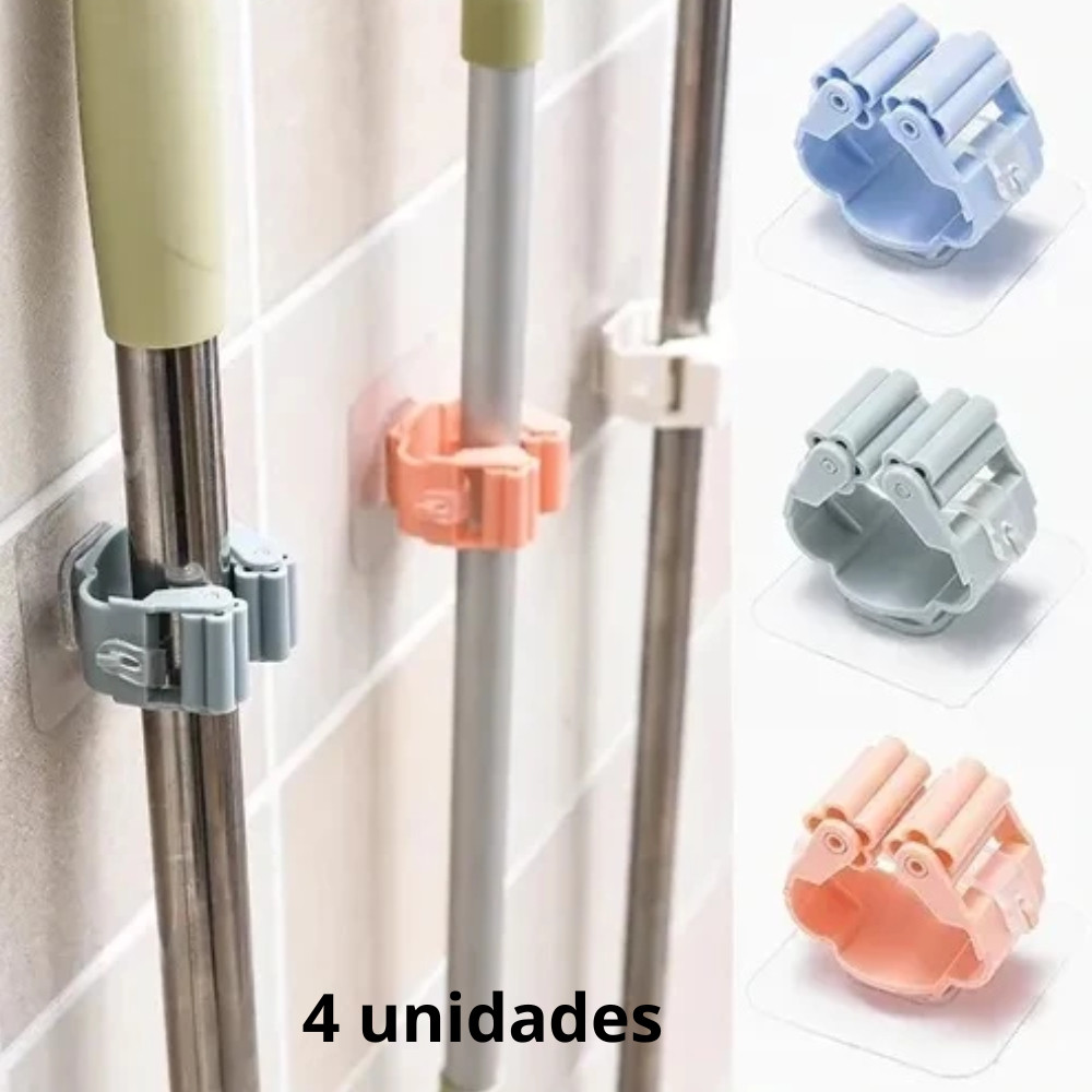 Kit 4 Suporte plastico Gancho Para Pendurar Vassoura Rodo Utensilios em Oferta na Shopee