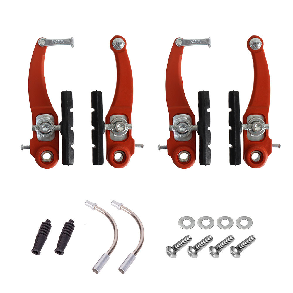 Freio V-Brake Bike 110mm Vermelho Sapata 70mm Nylon Paco