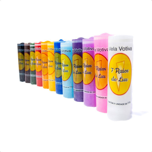 Kit 6 und Velas Votiva 7 Dias Colorida 210 gr cada Sete Raios de Luz