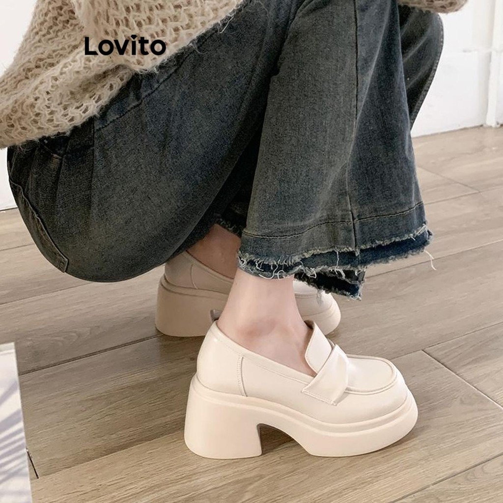 Detalhes do Lovito Fofo Sapato Feminino Liso com Sola Grossa LFA203665