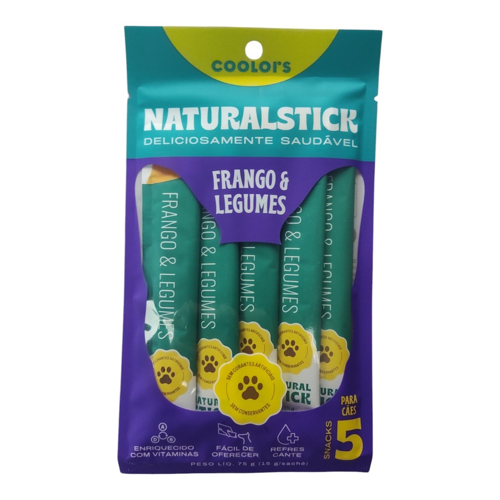 Sachê Natural Stick Frango e Legumes Caes C/ 5un De 15g