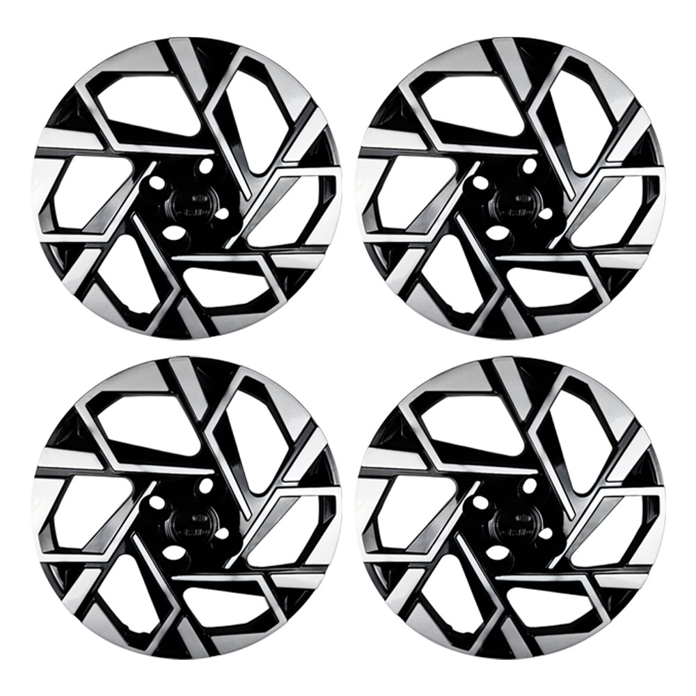 Jogo 4 Calotas Roda Aro14 Preto/Prata Com Emblemas HB20 2024