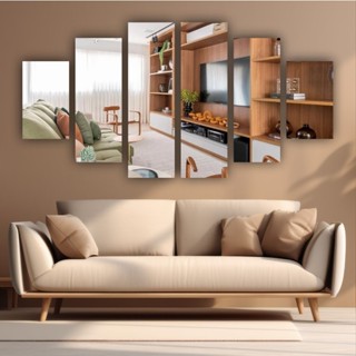 espelho decorativo grande 6 partes sala casa quarto Retangular em Oferta na Shopee