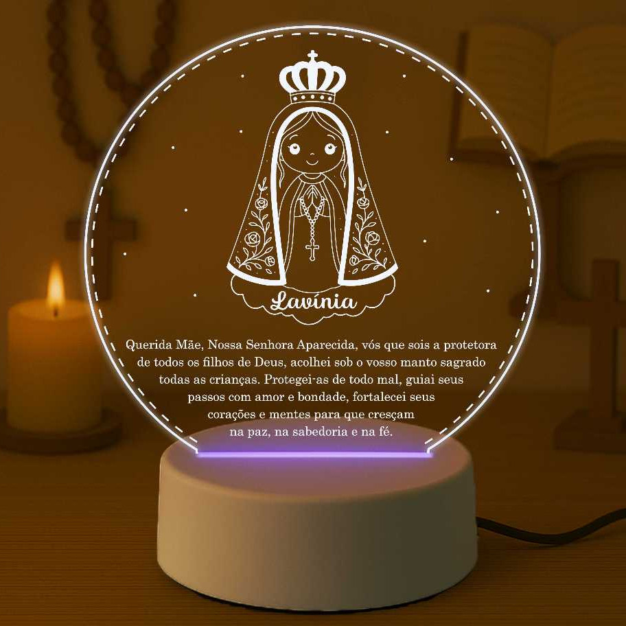Luminária Nossa Senhora Aparecida Foto Criança Personalizada, Presente, Bebê, lembrancinha, batismo, crisma, Presente